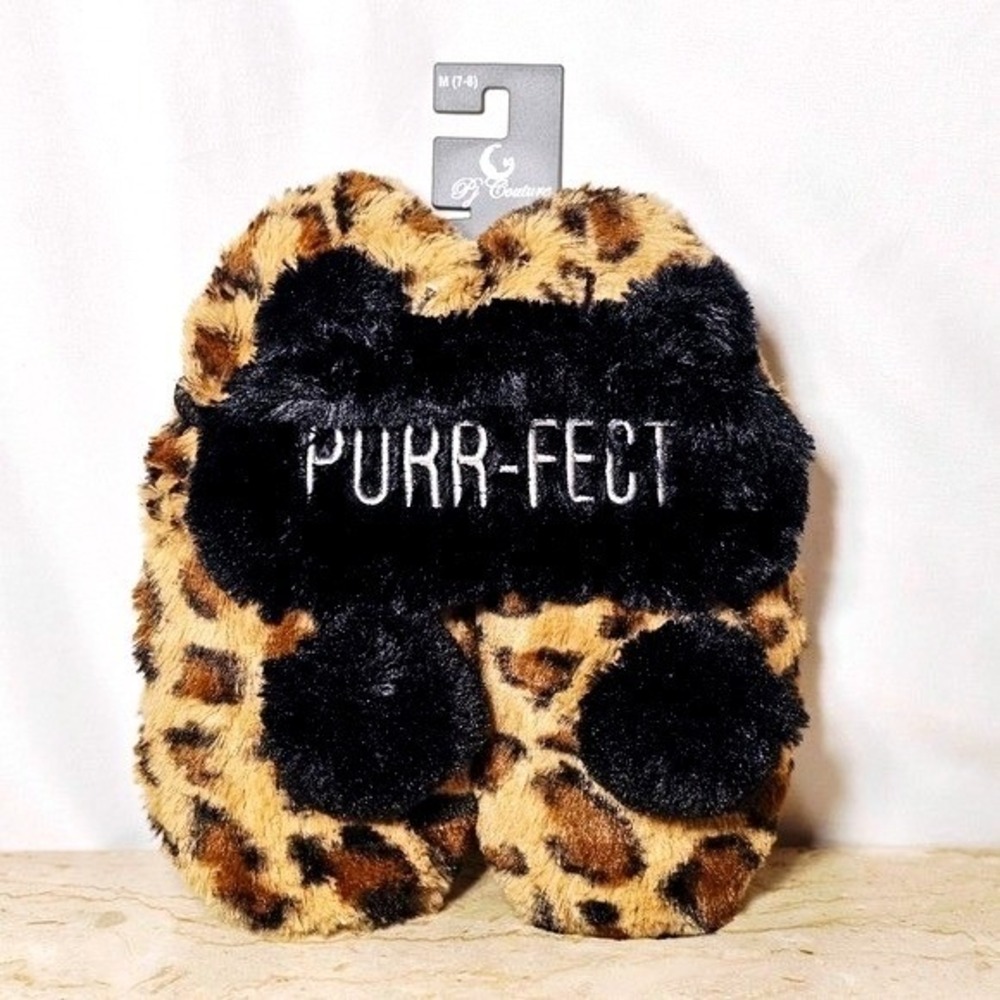 Pj Couture Women Slippers AND "PURR-FECT" Sleep Mask 2-Piece Set